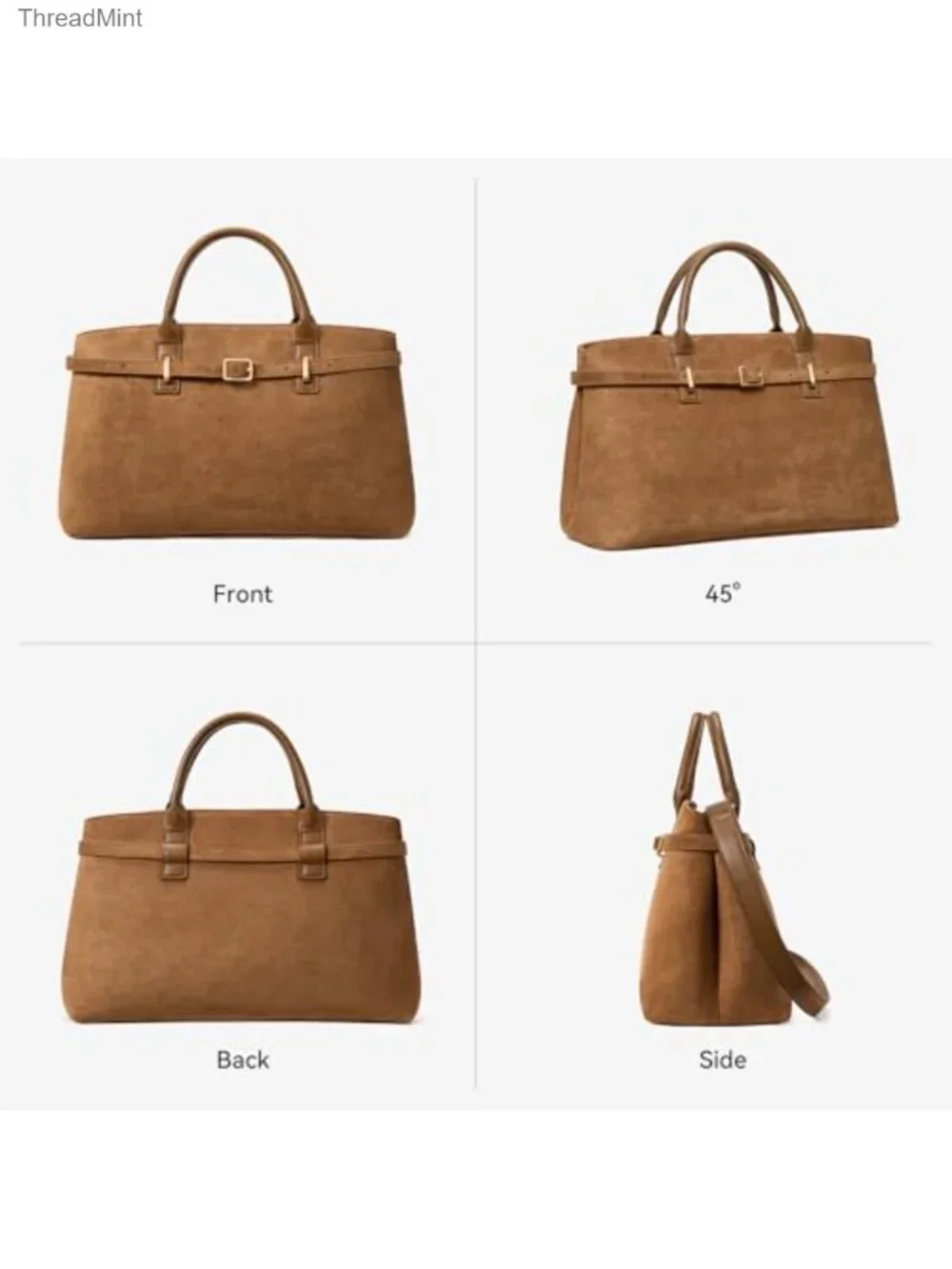 Vegan Leather Satchel Bag for Women Structured Work Tote Handbag